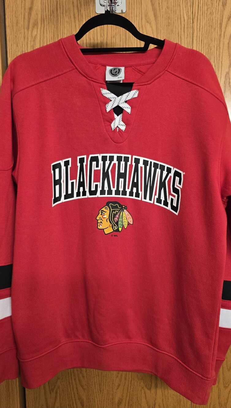 NHL Red Blackhawks Lace-Up Mens Sweatshirt